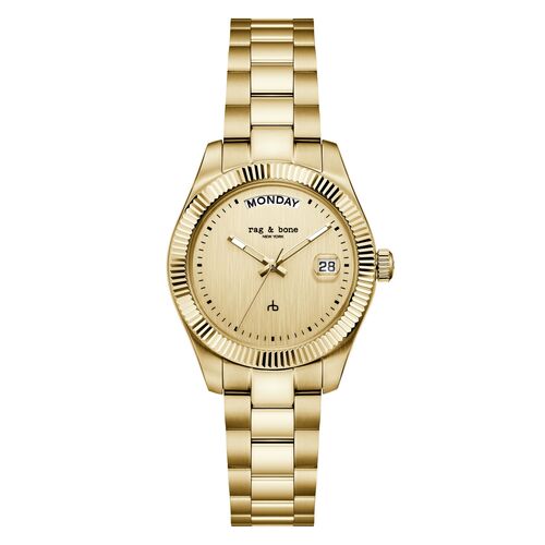 rag & bone Damen Analog Quarz Uhr Armbanduhr Lex Day Date RBL250001 Edelstahl