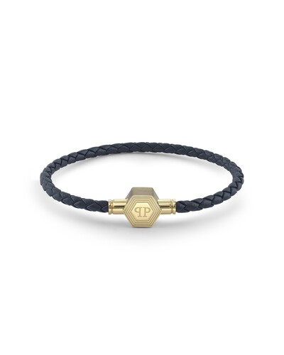 Philipp Plein Herren Armband Leder Edelstahl gold PLEIN ENIGMA S PJ6GA03BS