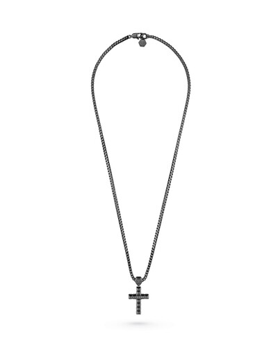 Philipp Plein Herren Kette Halskette Edelstahl IP Black PLEIN CRUCIFIX PJ5GA04NU