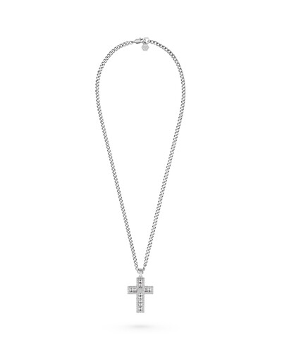 Philipp Plein Herren Kette Halskette Edelstahl silber PLEIN CRUCIFIX PJ5GA05NU
