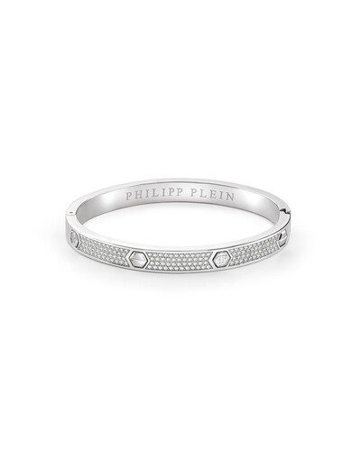 Philipp Plein Unisex Armband Armreif Edelstahl Silber PLEIN CUFF M PJ1EA32BM