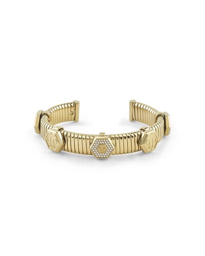 Philipp Plein Damen Armband Armreif Edelstahl IP Gold  $NAKE HEXAGON PJ7GA01BU