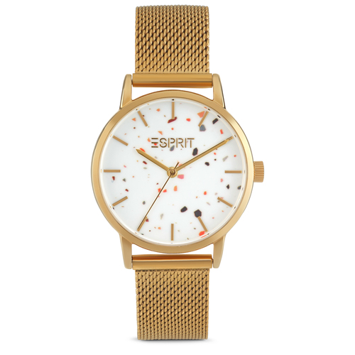 Esprit Damen Uhr Armbanduhr EVERYDAY TERRAZZO Edelstahl Gold H.88875231