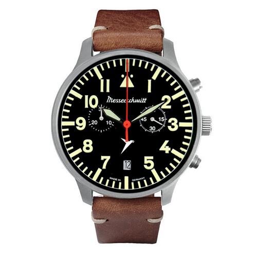 Aristo Herren Messerschmitt Uhr Fliegeruhr Chronograph ME-3H270-VL Leder