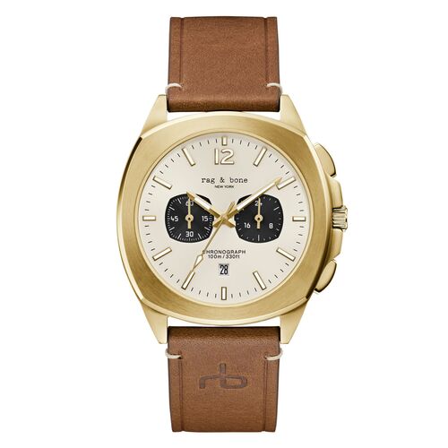 rag & bone Herren Analog Quarz Uhr Bleeker Chronograph RBG260011 Leder