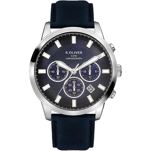 s.Oliver Herren Uhr Armbanduhr Chronograph Leder SO-4408-LC