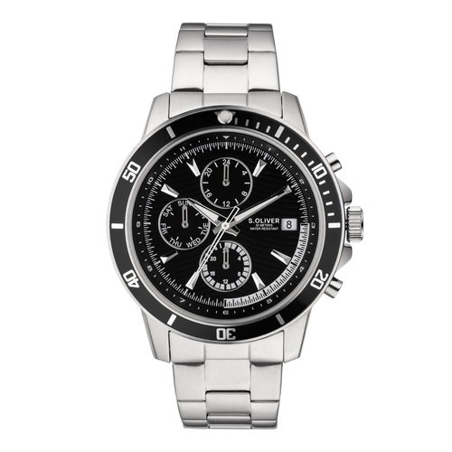 s.Oliver Herren Uhr Armbanduhr Multifunktion Edelstahl Silber SO-4415-MM