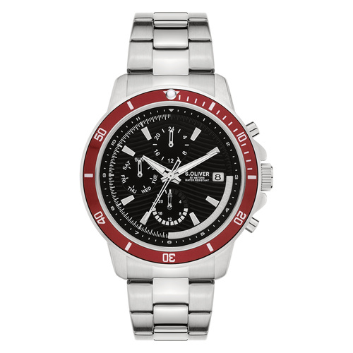 s.Oliver Herren Uhr Armbanduhr Multifunktion Edelstahl Silber SO-4416-MM