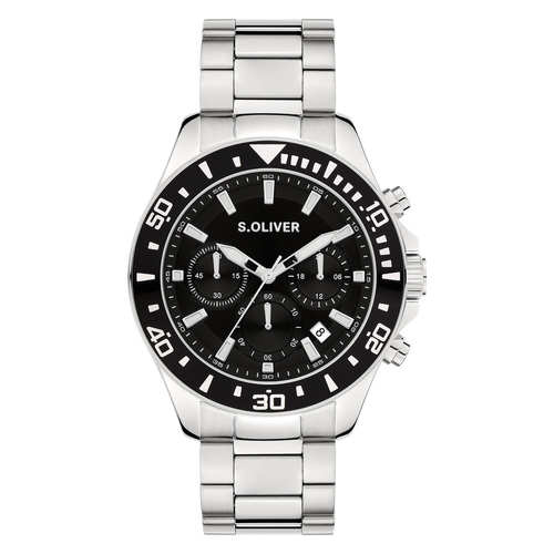 s.Oliver Herren Uhr Armbanduhr Chronograph Edelstahl Silber SO-4451-MC