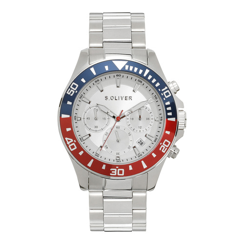 s.Oliver Herren Uhr Armbanduhr Chronograph Edelstahl Silber SO-4453-MC
