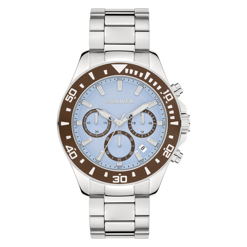 s.Oliver Herren Uhr Armbanduhr Chronograph Edelstahl Silber SO-4454-MC