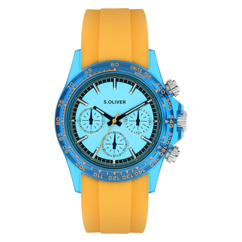 s.Oliver Herren Uhr Armbanduhr Chronograph Silikon SO-4601-PC