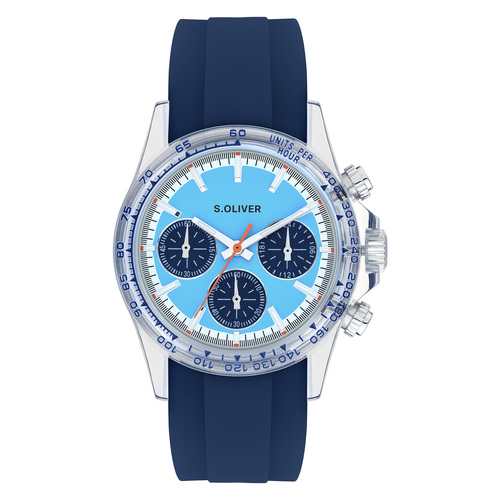 s.Oliver Herren Uhr Armbanduhr Chronograph Silikon SO-4602-PC