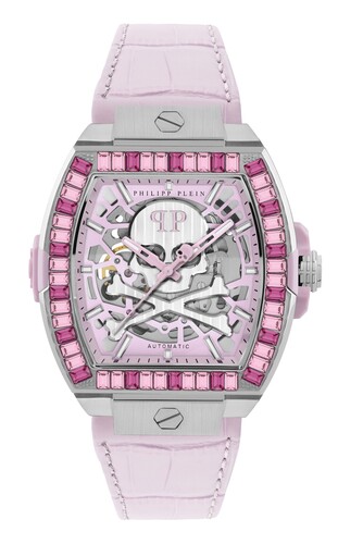 Philipp Plein Damen Uhr Automatik THE SKELETON BAGUETTES PWJHA0126 Leder