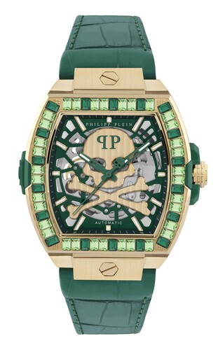 Philipp Plein Damen Uhr Automatik THE SKELETON BAGUETTES PWJHA0226 Leder