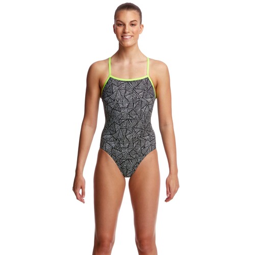 Funkita Badeanzug Damen Black Widow V-f�rmigem Tr�gersystem und offenem R�cken