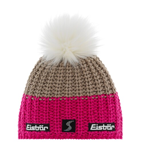 Eisb�r Focus Lux Crystal M� SP Strickm�tze f�r Damen mit Kunstfellbommel 