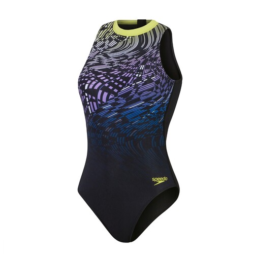 Speedo Digital Placement Hydrasuit Badeanzug Damen mit hochgeschlossenem R�cken