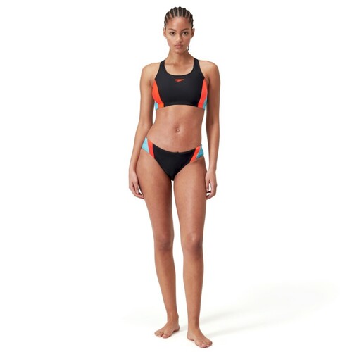 Speedo Colorblock Bikini Damen schwarz chlorbest�ndig
