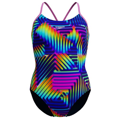 Speedo Club Training Bedruckter Fixed-Crossback-Badeanzug Damen