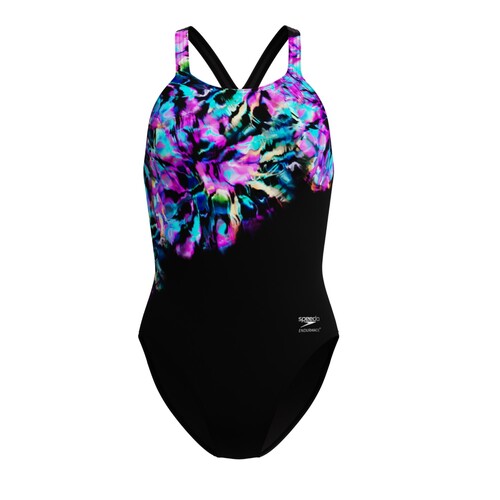 Speedo Club Training Bedruckter Powerback Badeanzug Damen 