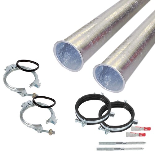 Pellet-F�llrohr-Verl�ngerung 2x 1000 mm, 2x Spannringe, 2x Befestigungsschellen