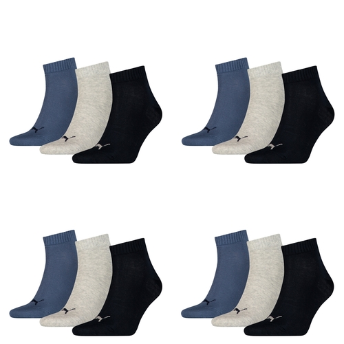 12 Paar Puma Unisex Quarter Socken Sneaker Gr. 35 - 49  f�r Damen Herren F��linge 