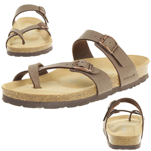 Rohde Alba Damen Zehentrenner Schuhe Pantoletten 5594 72 braun