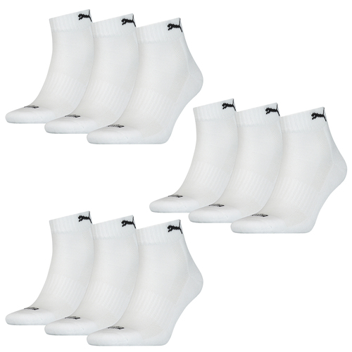 9 Paar Puma Quarter Socken mit Frottee-Sohle Gr. 35 - 46 Unisex Cushioned Kurzsocken 