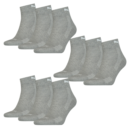 9 Paar Puma Quarter Socken mit Frottee-Sohle Gr. 35 - 46 Unisex Cushioned Kurzsocken 