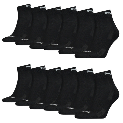 12 Paar Puma Quarter Socken mit Frottee-Sohle Gr. 35 - 46 Unisex Cushioned Kurzsocken 