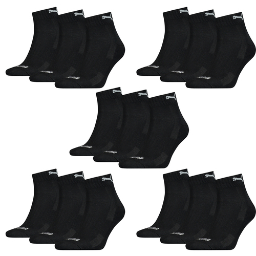 15 Paar Puma Quarter Socken mit Frottee-Sohle Gr. 35 - 46 Unisex Cushioned Kurzsocken 