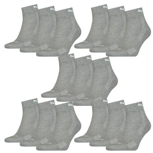 15 Paar Puma Quarter Socken mit Frottee-Sohle Gr. 35 - 46 Unisex Cushioned Kurzsocken 