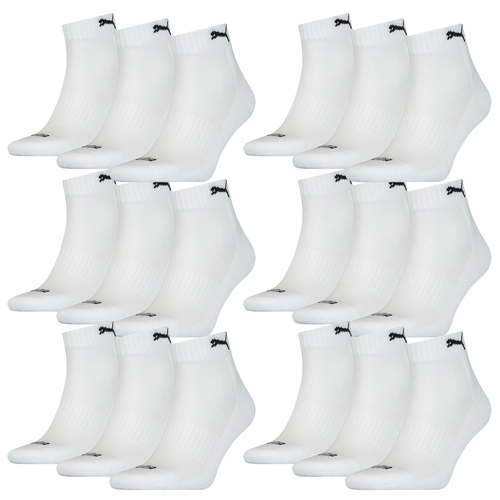 18 Paar Puma Quarter Socken mit Frottee-Sohle Gr. 35 - 46 Unisex Cushioned Kurzsocken 