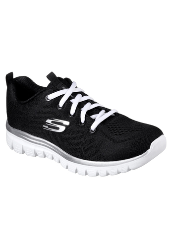 Skechers Sport Womens GRACEFUL GET CONNECTED WIDE FIT Sneakers Damen Schuhe Schwarz