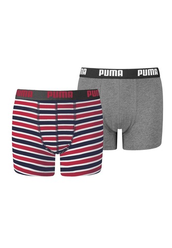 Puma Basic Boxer Printed Stripes Boxershorts Jungen Kinder Unterhose 2 er Pack  