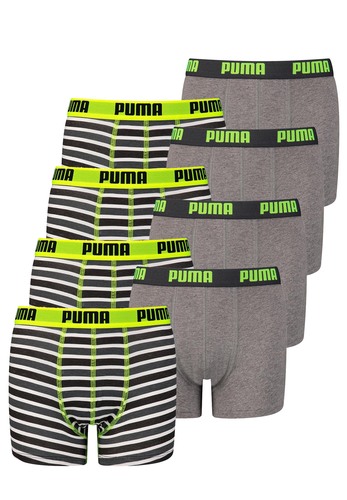 8er Pack Puma Basic Boxer Printed Stripes Boxershorts Jungen Kinder Unterhose 