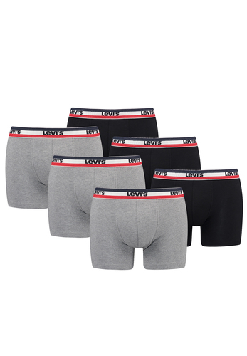 Levis Sportswear Logo Herren Boxershorts Unterw�sche aus Bio-Baumwolle im 6er Pack 
