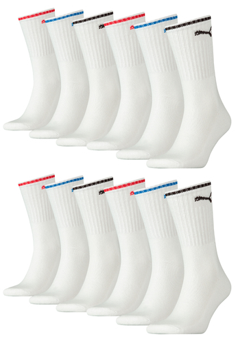 Puma Sportsocken Tennissocken Crew Socken Stripe Tennis Socken Unisex 12 Paar 
