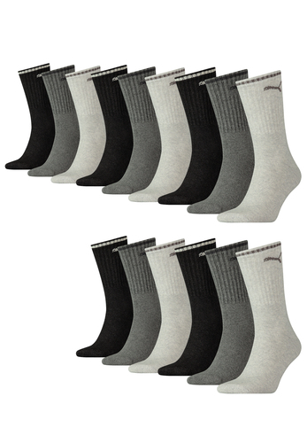 Puma Sportsocken Tennissocken Crew Socken Stripe Tennis Socken Unisex 15 Paar 