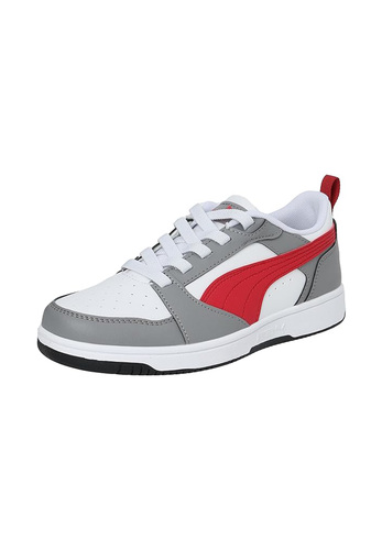 Puma Rebound V6 Lo AC PS Unisex Kinder Sneaker 396742 09 wei�/grau/rot 