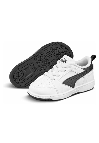 Puma Rebound V6 Lo AC PS Unisex Kinder Sneaker 396742 02 wei/schwarz 