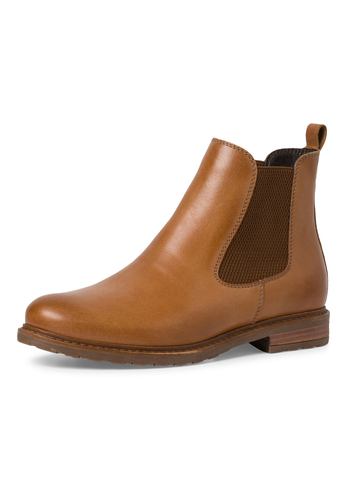 Tamaris Damen Chelsea Boot Lederstiefel Stiefelette Frauen hellbraun M2505641