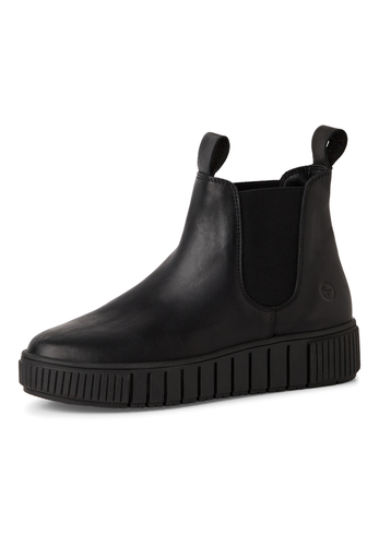 Tamaris Damen Chelsea Boot Lederstiefel Stiefelette Frauen Leder M25403 schwarz 