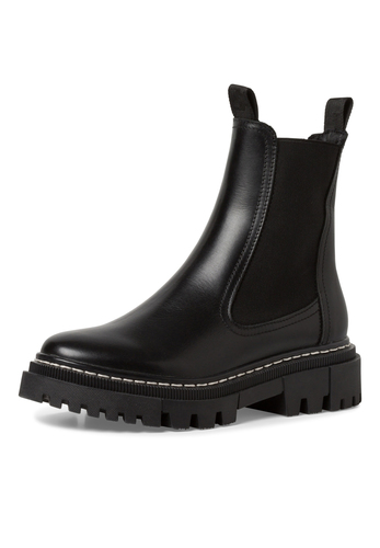 Tamaris Damen Chelsea Boot Lederstiefel Stiefelette Frauen Leder M2549141 schwarz