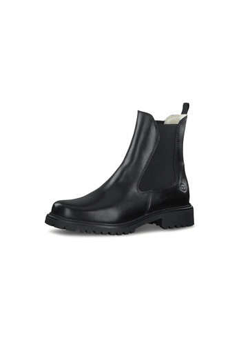 Tamaris gef�tterte Damen Chelsea Boots Stiefel Stiefelette Frauen Leder schwarz 