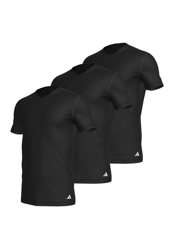 3 er Pack adidas V-Neck T-Shirt Herren V-Ausschnitt Baumwolle 