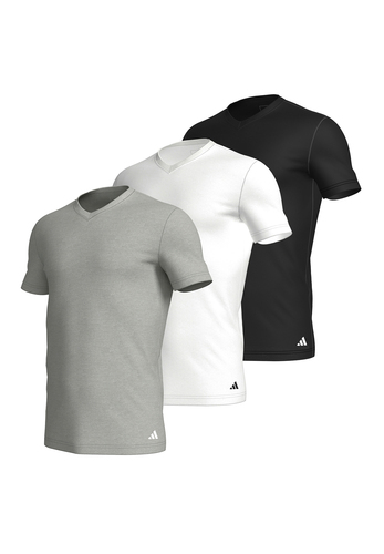 3 er Pack adidas V-Neck T-Shirt Herren V-Ausschnitt Baumwolle 
