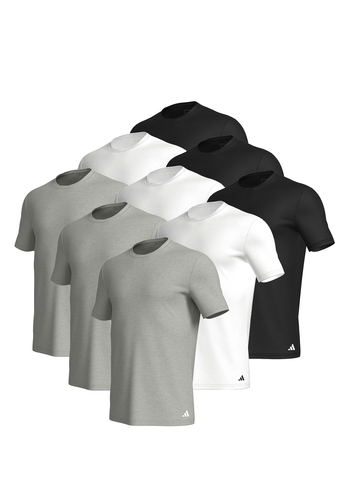 adidas Crew Neck T-Shirt Herren Unterhemd Rund Ausschnitt Baumwolle 9er Pack