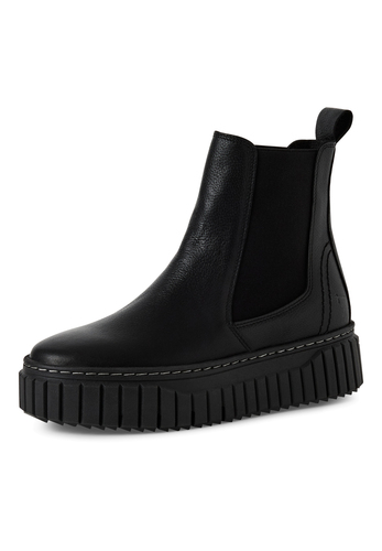 Tamaris Damen Chelsea Boot 1-25445-45 003 Lederstiefel Stiefelette Frauen Schwarz